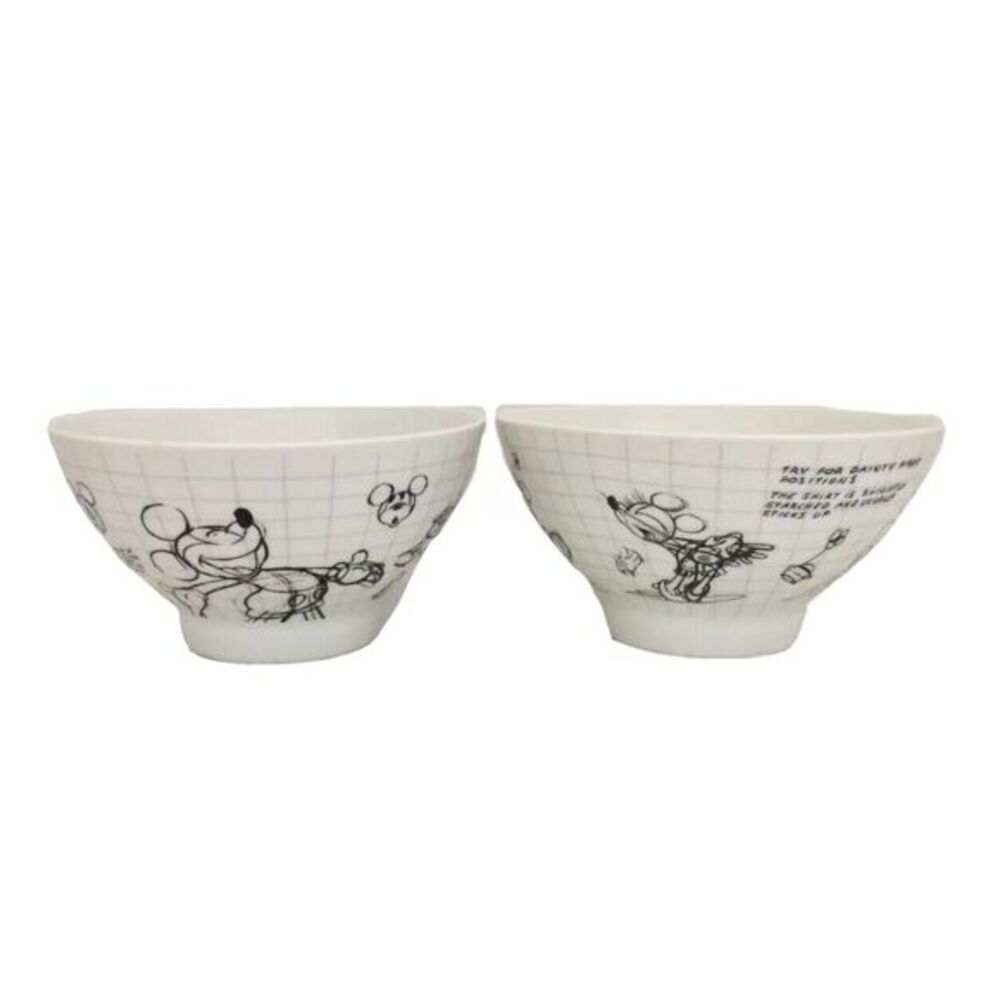 Mickey Minnie Mouse Cereal Bowls Collection 2010 Disney SKETCHBOOK  Set of 2